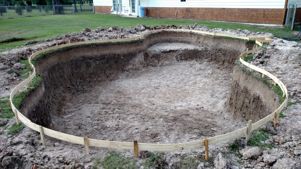 excavation complete on a free form pool